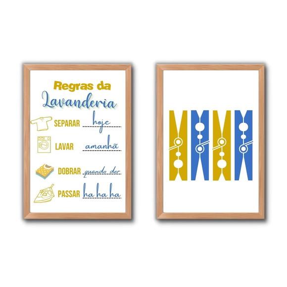 Conjunto Quadros Regras da Lavanderia Frases Divertidas30x40