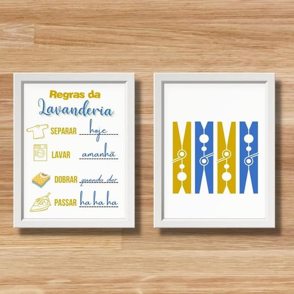 Conjunto Quadros Regras da Lavanderia Frases Divertidas30x40