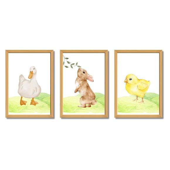 Decoração Infantil Tema Fazendinha | Kit com 3 Quadros
