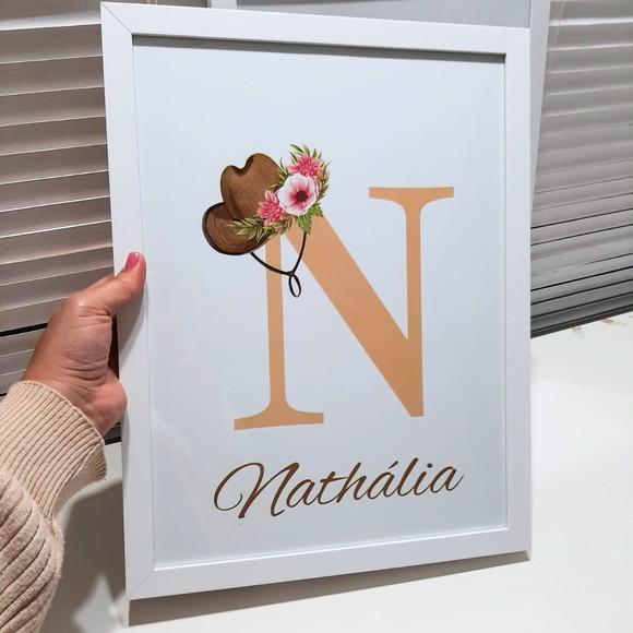 Decoração Quarto Menina Quadro Cavalo Personalizado 33x43 cm