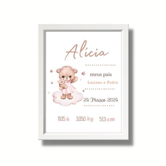 Editar Quadro de Nascimento Informações do Bebe 33x43cm