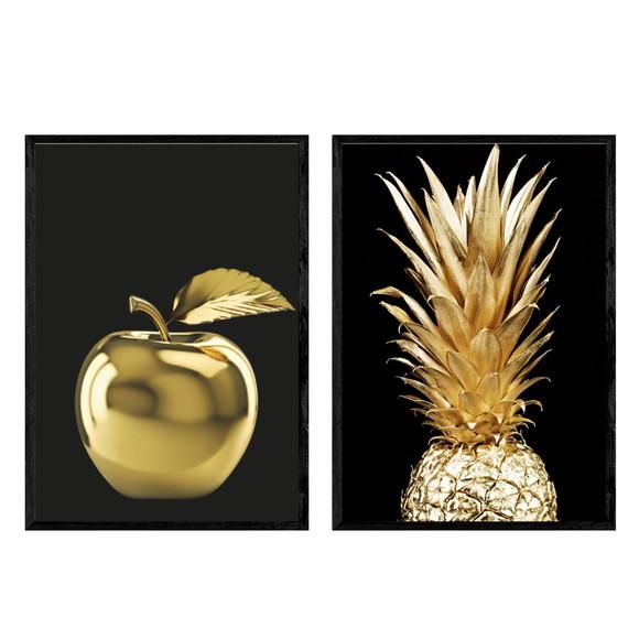 Imagem Digital 2 Quadros Decorativo Maça E Abacaxi 30x40