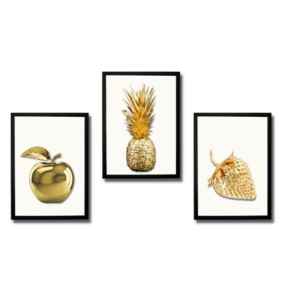 Jogo de Quadros Decorativo pra Cozinha com Moldura e Vidro
