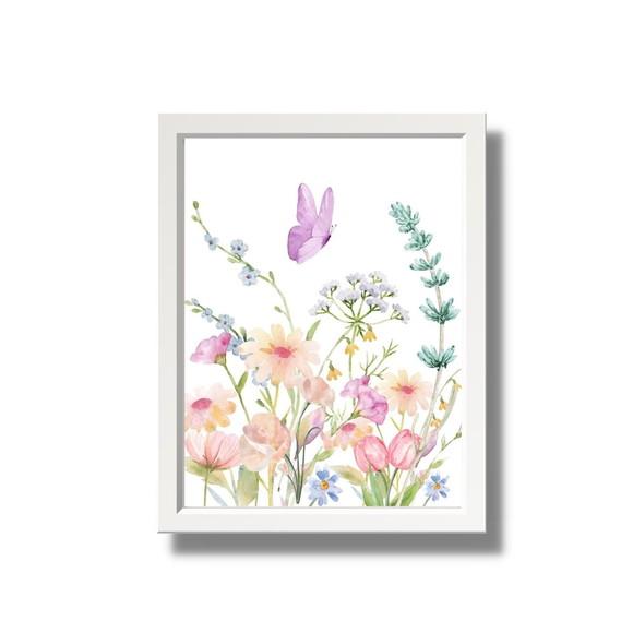 Kit 2 Quadros Decorativo Floral Delicado Moldura com Vidro