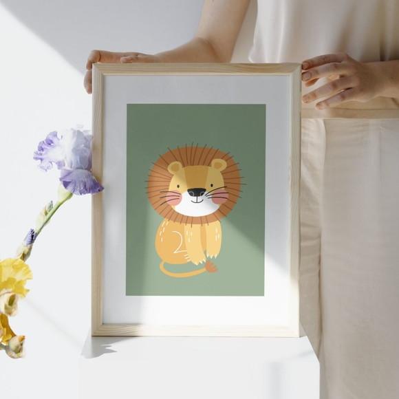 Kit 3 Quadros Infantil para Quarto Safari Minimalista 23x33