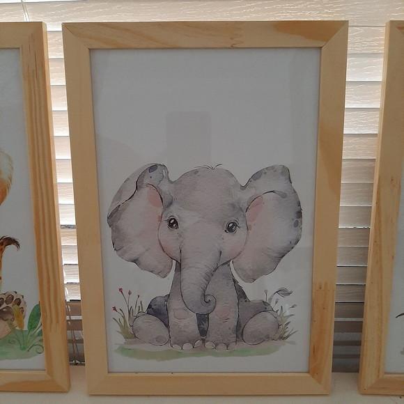 Kit 3 Quadros Safari Baby 33x43cm