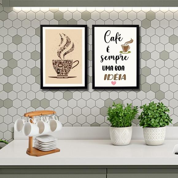 Kit Cantinho do Café Decoração Quadros Aparador 20x30cm