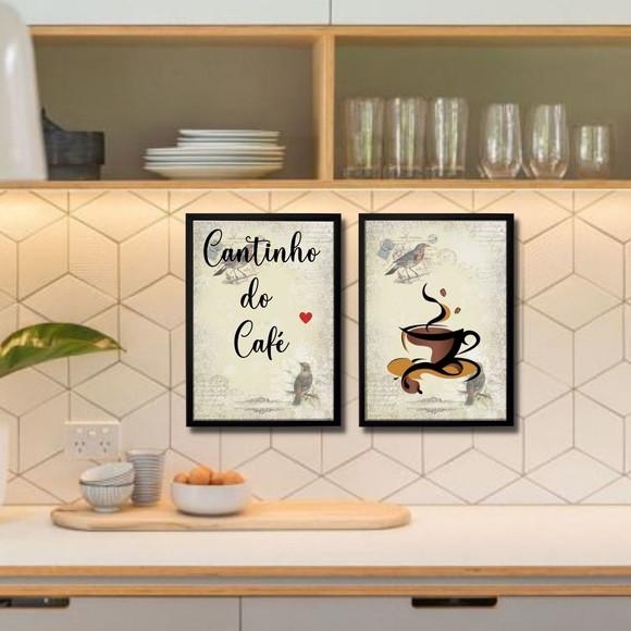 Kit Cantinho do Café Decoração Quadros com Frases 20x30cm