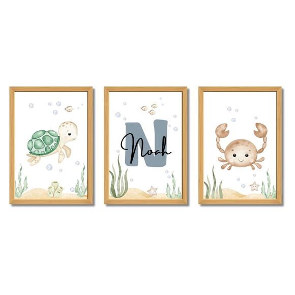 Kit de Quadros Infantil | Fundo do Mar Personalizado
