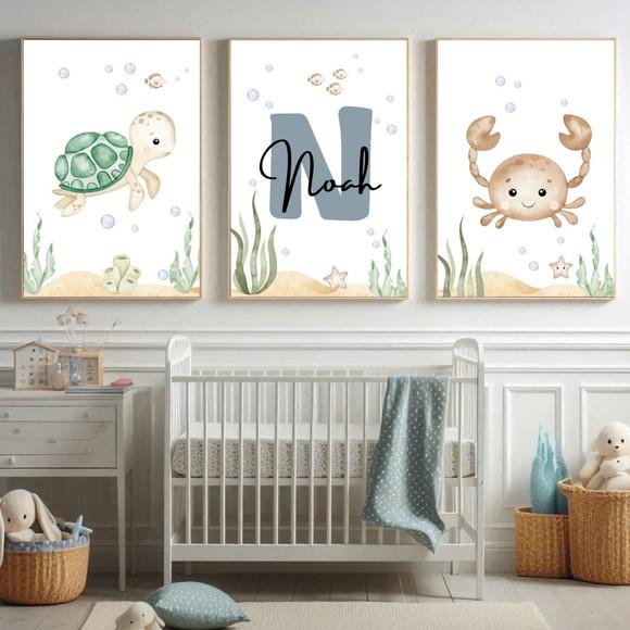Kit de Quadros Infantil | Fundo do Mar Personalizado