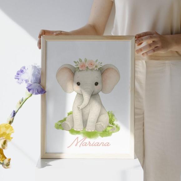 Kit Quadrinhos para Quarto de Menina Safari Animais com Flor