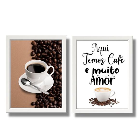 kit quadro café cozinha com frases modernos 20x30 com vidro