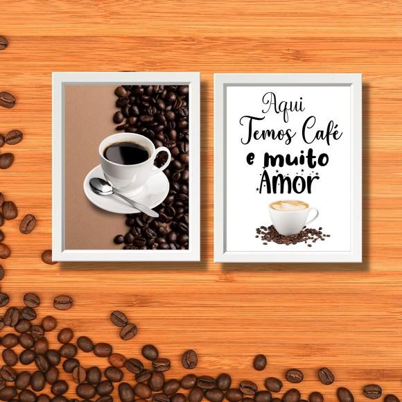 kit quadro café cozinha com frases modernos 20x30 com vidro