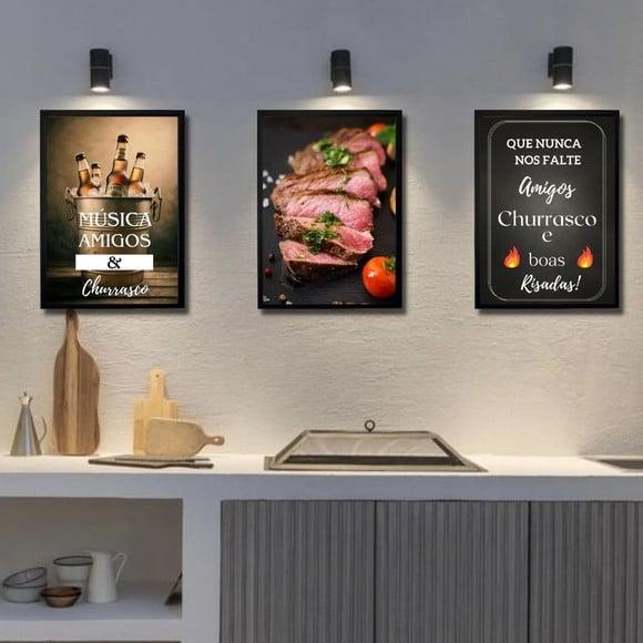 Kit Quadro Decorativo Area de Churrasco com Vidro 30x40