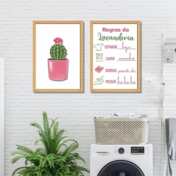 Kit Quadro Decorativo Lavanderia Frases Divertidas 33x43cm