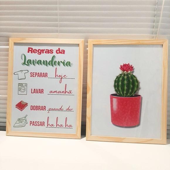 Kit Quadro Decorativo Lavanderia Frases Divertidas 33x43cm