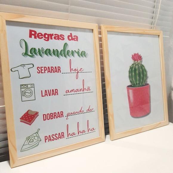 Kit Quadro Decorativo Lavanderia Frases Divertidas 33x43cm