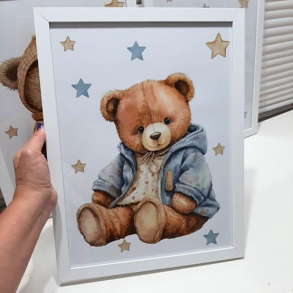 Kit Quadro Decorativo para Quarto de Bebê Urso Personalizado