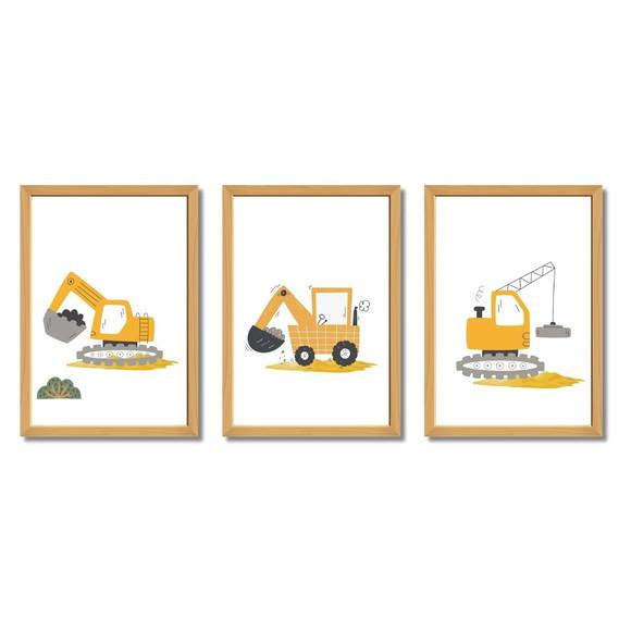 Kit Quadro Decorativo para Quarto de Menino Trator Máquinas