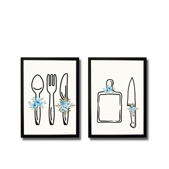 Kit Quadro Decorativo pra Cozinha com Moldura e Vidro