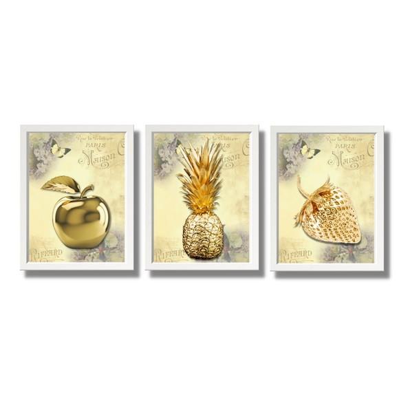 Kit Quadro Decorativo pra Cozinha Moldura com Vidro 20x30