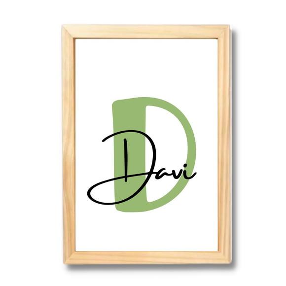 Kit Quadro Personalizado Safari com Nome Davi Moldura 23x33