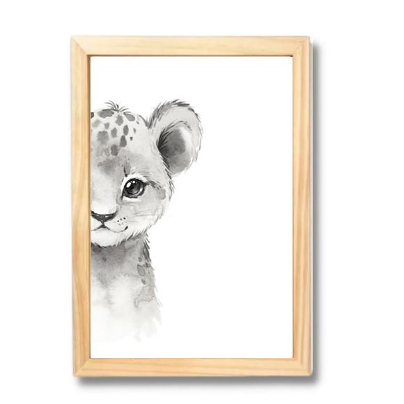 Kit Quadro Personalizado Safari com Nome Davi Moldura 23x33