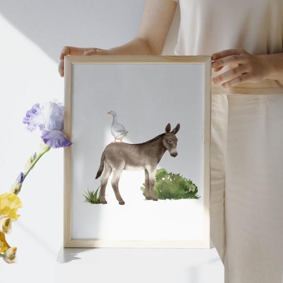 Kit Quadros Animais da Fazenda |vaquinha Cavalo Coelho Burro