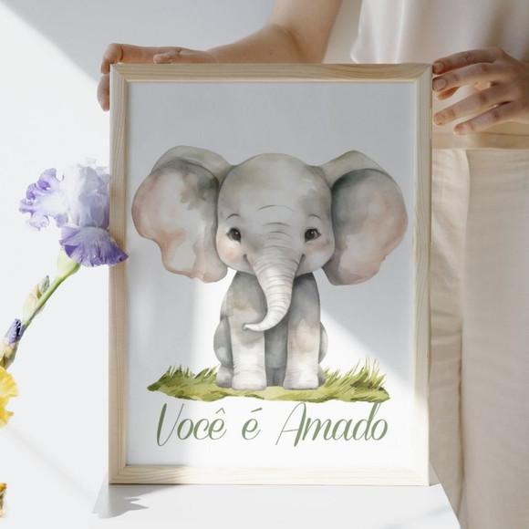 Kit Quadros Animais Leão Girafa com Frase Moldura com Vidro