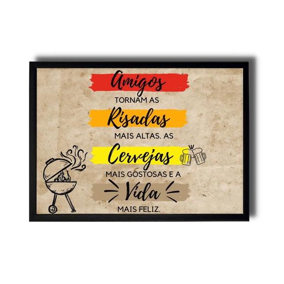 Kit Quadros Área Gourmet Frases Divertidas Moldura com Vidro