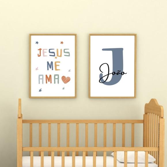 Kit Quadros Cristãos Unissex para Quarto Bebê Personalizado