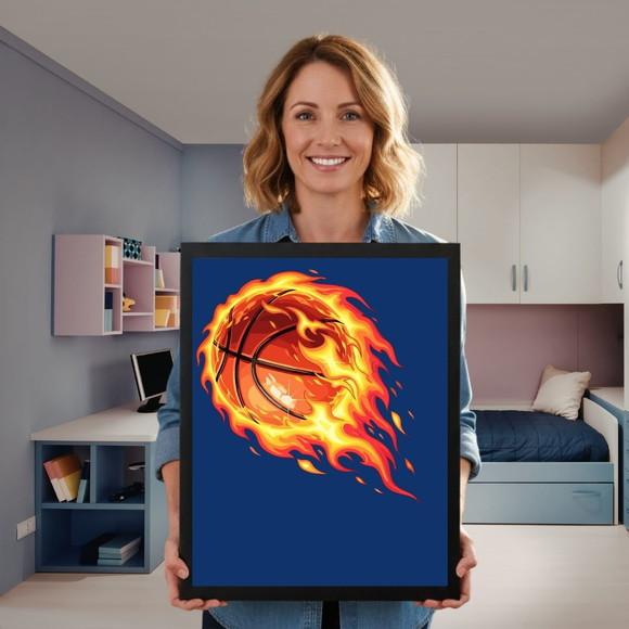 Kit Quadros Decorativos Basquete Madeira e Vidro Premium