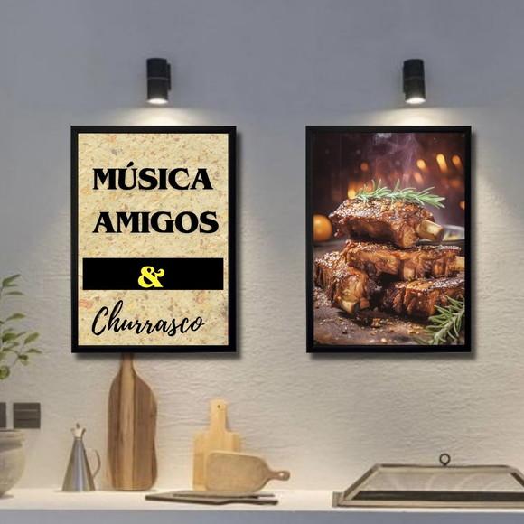 Kit Quadros Decorativos para Churrasqueira 30x40 com Vidro
