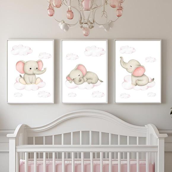 Kit Quadros Decorativos para Quarto de Menina Rosa Bebê