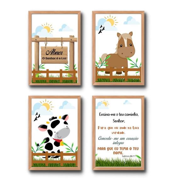 Kit Quadros Fazendinha Frase Ensina-me o Teu Caminho 20x30