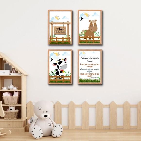 Kit Quadros Fazendinha Frase Ensina-me o Teu Caminho 20x30