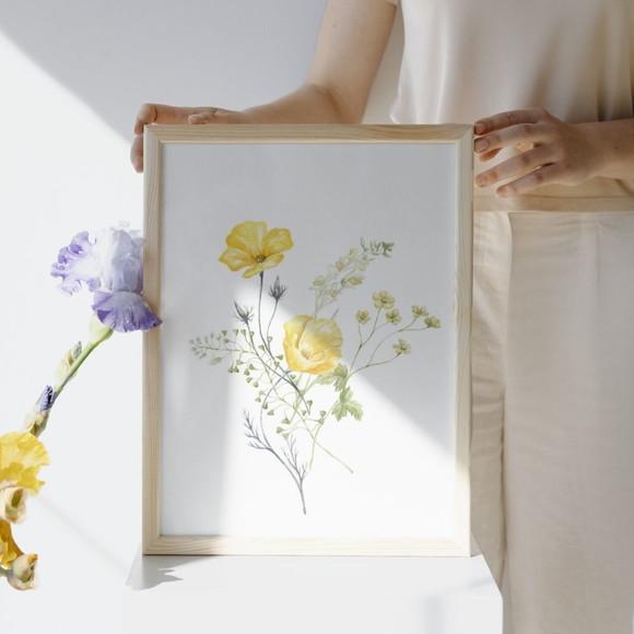 Kit Quadros Floral Menina Personalizado com Vidro e Moldura