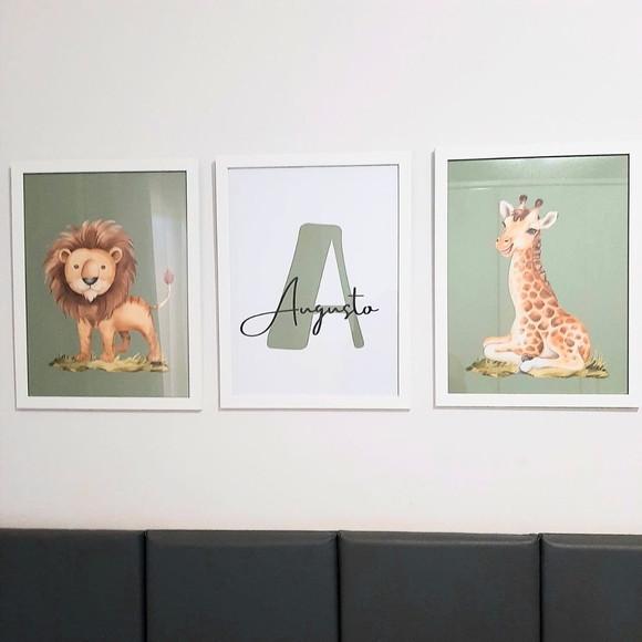 Kit Quadros Infantil Personalizado Animais Fofinhos Safari