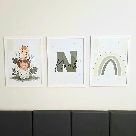 Kit Quadros Infantil Personalizado Animais Fofinhos Safari