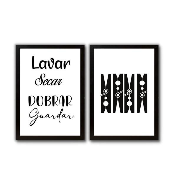 Kit Quadros Lavanderia Decoração Presente para Mãe Criativo