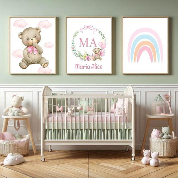 Kit Quadros para Quarto de Menina Personalizado com Vidro