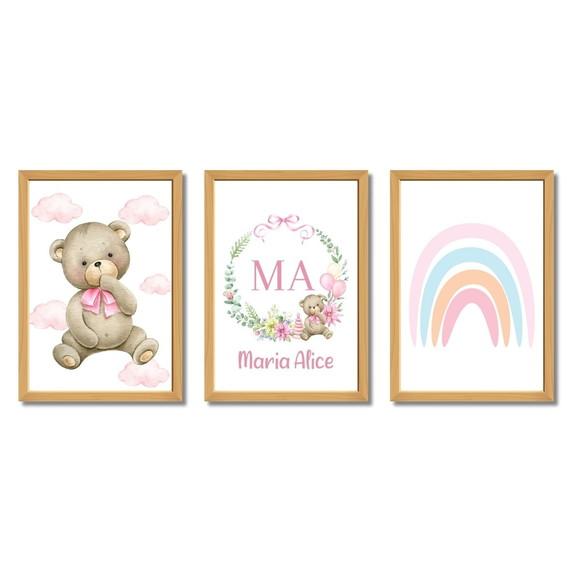Kit Quadros para Quarto de Menina Personalizado com Vidro