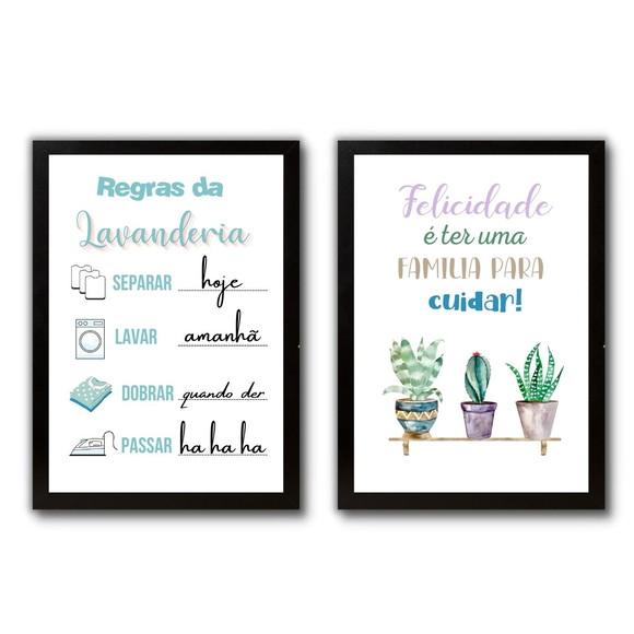 Kit Quadros Regras da Lavanderia c/ Frases Divertidas 30x40