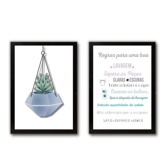 kit quadros regras da lavanderia com frases humor 30x40cm