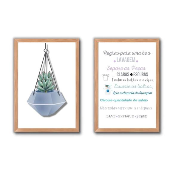 kit quadros regras da lavanderia com frases humor 30x40cm