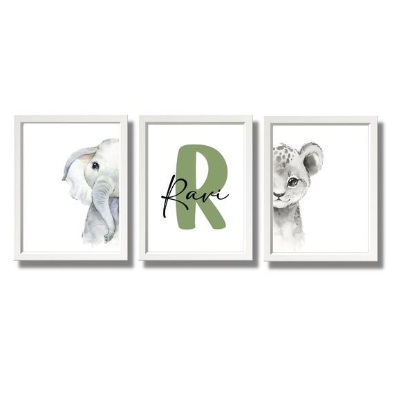 Kit Quadros Safari Leao Personalizado Moldura c/ Vidro 33x43
