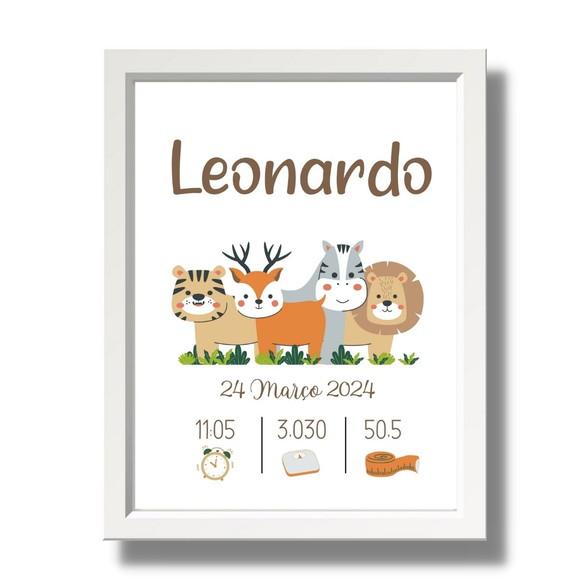 Meu Nascimento Quadro para Editar Safari Quarto Bebe 33x43cm