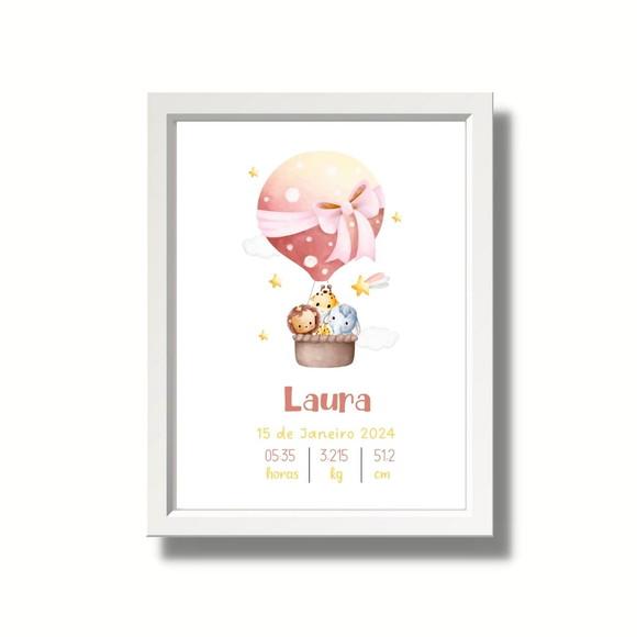 Meu Nascimento Quadro Quarto de Menina Moldura c Vidro 33x43