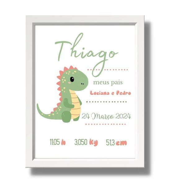 Meu Nascimento Quadro Quarto do Bebe Dino Maternidade 33x43