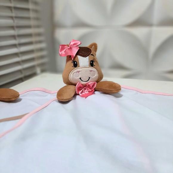 Naninha de Bebe Menina Cavalinho Algodão Prendedor Chupeta